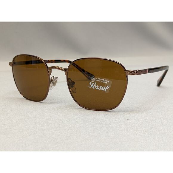 PERSOL PO2476S 108133 Brown Square Unisex Sunglasses, Brown/Brown, 52 mm - Picture 2 of 12